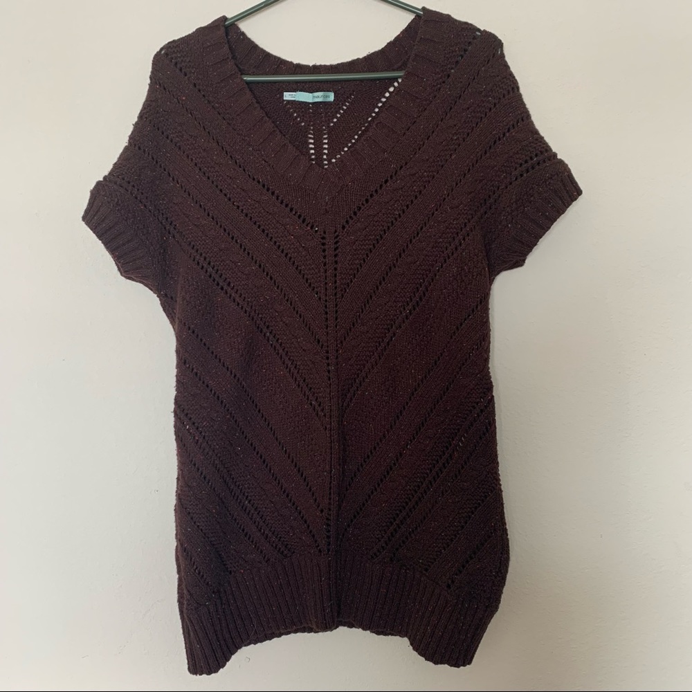Maurice's Brown Sweater with Short Sleeves Size Large